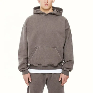 Conjunto de pantalones de chándal y Sudadera con capucha vintage unisex, ropa de calle recortada en blanco con logotipo personalizado para conjuntos de chándal con estampado unisex - Product Image 5