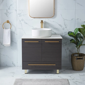 Pyrs 30 "โต๊ะเครื่องแป้งห้องน้ำเดี่ยวแบบยืนที่ทันสมัยทำด้วยมือไม้ - Product Image 3