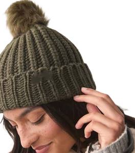 Gorro con pompón de Color sólido de alta calidad para mujer, cómodo gorro acanalado de invierno para impresión Digital al aire libre - Product Image 3