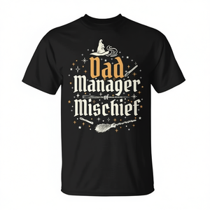 T-shirt d'anniversaire « Magical Dad Manager of Mischief » pour garçons et filles, pour cadeaux et célébrations personnalisés - Product Image 2