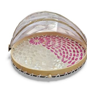 Couvre-plat classique en nacre, fait à la main, pour la protection des aliments, la présentation de table et la décoration naturelle de la maison, Vietnam - Product Image 1