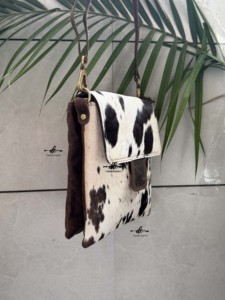 Premium Quality Luxury Cowhide Fur Leather <b>Sling</b> Bag Stylish Handbag Hair On Hide Fur Crossbody Luxury Multi Uses Bohemian Bag - Product Image 2