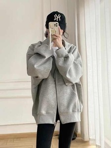 Sweat-shirts d'hiver pour femmes avec broderies et appliqués, fermeture éclair, style streetwear, coupe classique, 100% coton molletonné, grandes tailles 2025 - Product Image 4