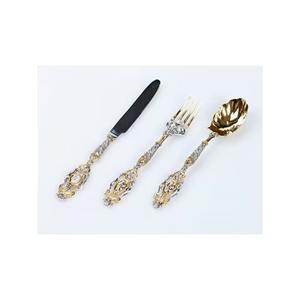 Juego de cubiertos de acero inoxidable con acabado Chapado en color dorado, ideal para mesa de cocina, regalos, cubiertos para el hogar, mango de diseño único - Product Image 3