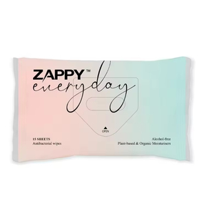 Zappy Everyday Gentle 15-Count Lingettes humides sans alcool Hydratant biologique Lingettes antibactériennes pour le visage et les mains pour une utilisation en voyage - Product Image 2