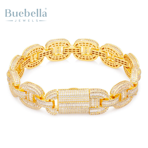 Hip Hop 14mm cubano pulsera y brazalete Iced Out Moissanite 14K chapado en oro Iced Rollie Link Diamond Premium Collection - Product Image 2