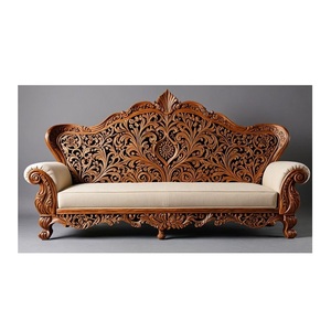 Compact handcrafted wooden sofa with soft <b>cushioned</b> seating durable timber frame ideal for apartments or <b>small</b> homes - Product Image 6