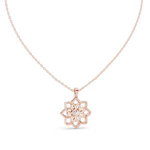 Collar con Colgante Floral de Diamante CVD EF VVS-VS de 0.45 CT, Creado en Laboratorio, Opciones de Oro de 18K, 14K, Oro Rosa, Amarillo y Blanco, Elegante - Product Image 6