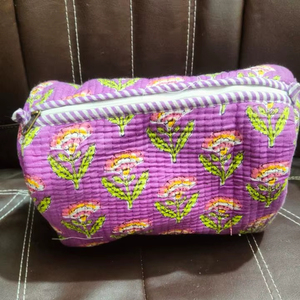 Juego de 3 Bolsas de Algodón Indio con Estampado de Frutas, Gran Capacidad, Resistentes al Agua, Bolsa de Aseo Acolchada, Neceser con Cremallera - Product Image 1