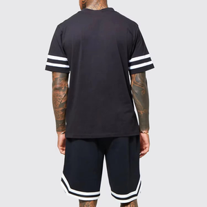 Ensemble short unisexe décontracté coupe ajustée personnalisé Ensemble short 2 pièces en tricot à imprimé floral et épaules tombantes pour l'été - Product Image 6