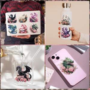 فنجان DTF للتغليف بالأشعّة الفوق بالجوّاعة ، كؤوس DTF للأقداح ، تنين سحري مقاوم للماء ، ملصقًا لنقل الأكواب الزجاجية ، مشغولات يدوية تصنعه بنفسك - Product Image 6