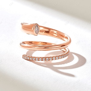 Vente à distance Grande demande Or blanc 18 carats Diamants naturels ronds personnalisés Vente en gros Alliance en spirale pour femme - Product Image 2