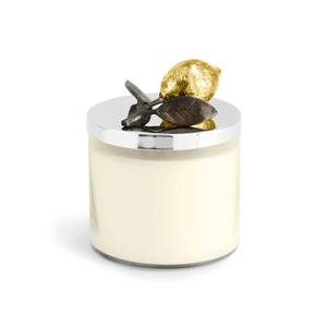Support de Bougie Chauffe-Plat en Verre Doré de Luxe en Bois de Citron, 13,5 oz, avec Couvercle Décoratif, Écologique, Fait Main, Décoration de Noël pour la Maison, Cadeau - Product Image 1