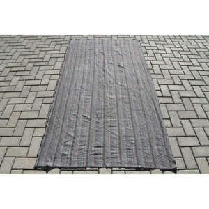 Alfombra turca Vintage gris clásica moderna, Material de lana de 3,8x7 pies, látex, área grande, alfombra para sala de estar, Patchwork para uso en pasillo - Product Image 1