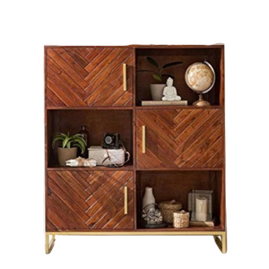 Estantería moderna para sala de estar Muebles de madera maciza hechos a mano con características de almacenamiento ajustables - Product Image 1