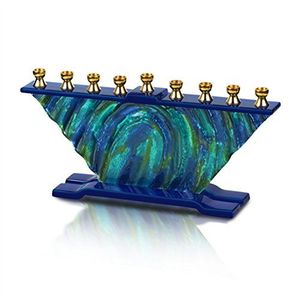 Ménorah en bois avec détails en cuivre pour Hanoucca, chandelier moderne et élégant pour les traditions juives - Product Image 6