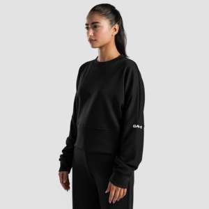 Sweat-shirt noir monocolore pour femme, idéal pour les entraînements quotidiens, en soie tricotée respirante avec impression en relief, style streetwear léger - Product Image 3