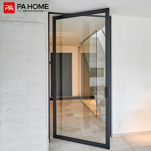 <span class=keywords><strong>Porte</strong></span> pivotante <span class=keywords><strong>d</strong></span>'<span class=keywords><strong>entrée</strong></span> en aluminium alliage moderne sur mesure avec verre noir, étanche - Product Image 2