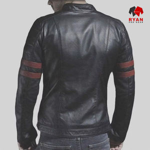 แจ็กเก็ตหนังแท้สำหรับผู้ชายเสื้อแจ็กเก็ตหนังแท้สีดำตามสั่ง - Product Image 6