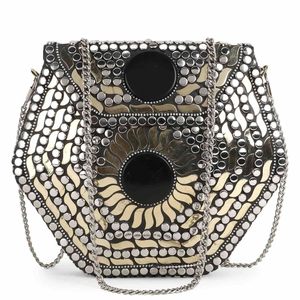 กระเป๋าคลัทช์ลายดอกไม้ทำจากเรซินโมเสกแนวโบฮีเมียนโบราณสำหรับงานปาร์ตี้งานฝีมือดีไซน์ศิลปะสำหรับเจ้าสาว - Product Image 1