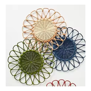 Forme de plaque de rotin à la mode pour décor de mariage-Assiette de chargeur ronde en rotin naturel, tapis de table Boho durable pour mariage - Product Image 6