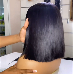 Extensions de Cheveux Humains Os Cheveux Raides Perruque 12 Pouces Transparent pour Lace Fermeture Perruque Droite Sans Colle Vietnamien Cheveux Bruts - Product Image 2