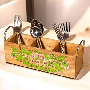 Porte-cuillères élégant en bois imprimé pour comptoir, idéal pour les maisons modernes – Support en bois imprimé pour un rangement stylé des ustensiles de cuisine - Product Image 1