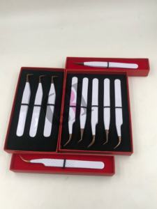 แหนบต่อขนตา45องศาปลายสีขาวปลายกุหลาบโค้ง90องศาอุปกรณ์เสริมความงามปรับแต่งโลโก้ได้ตามต้องการ - Product Image 5