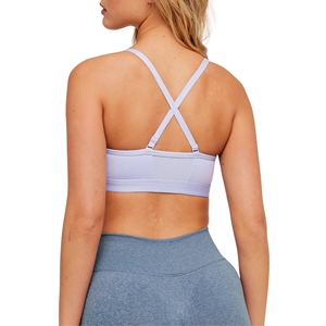 Sujetador deportivo de talla grande para mujer con doble tirante, cuello en V suave, copas de espuma Cloud, top corto de yoga sin aros, espalda cruzada, soporte medio - Product Image 3