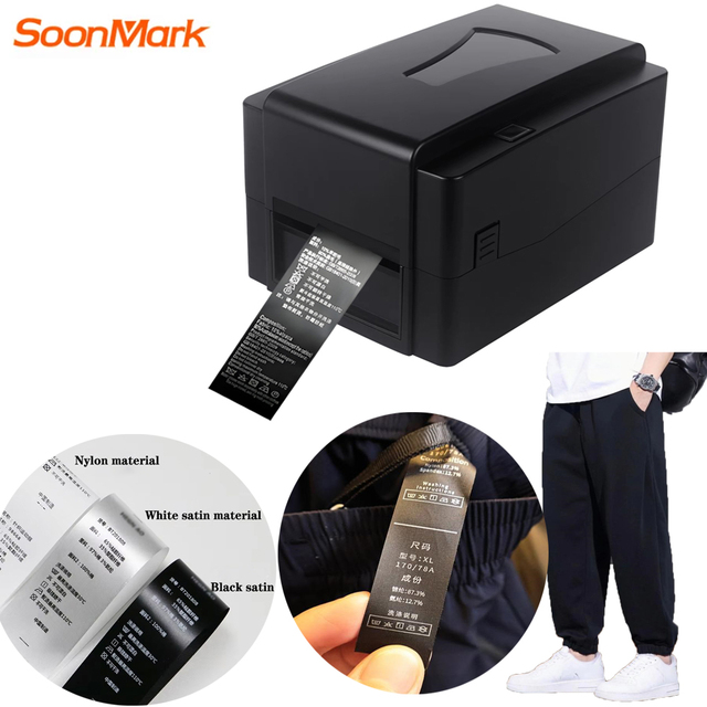 Textile Ribbon Printer Polyester Nylon Ribbon Satin Garment Printer for Sweatpants Clothing Tag UHF RFID Wash Care Label Tag