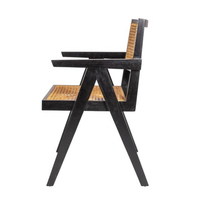 Vente en gros de chaise de salle à manger en rotin nordique cadre de chaise de main rustique fauteuil en bois massif chaise en rotin manguier moderne européen