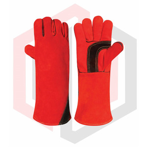 ถุงมือเชื่อมมือหนังวัวขนาด7ออนซ์16นิ้วทนทานต่อการฉีกขาดดีไซน์ล่าสุด - Product Image 1