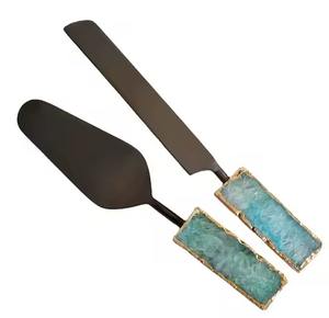 Stainless Steel Cake Server Platter <b>Pastry</b> <b>Knife</b> Cake Cutting Server Set with Acrylic Handle - Product Image 4