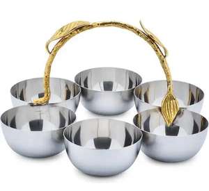 Cuenco para servir de hojas de acero inoxidable y Metal con mango de latón y diseño decorativo de tamaño personalizado, cuenco de hojas para decoración del hogar - Product Image 3