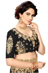 Trendmalls ชุดสตรีสีดำผ้าส่าหรีงานแต่งงานแบบลำลองปักลายเสื้อแบบไม่มีตะเข็บ (K810) เสื้อผ้าปากีสถานอินเดียขายส่ง - Product Image 4