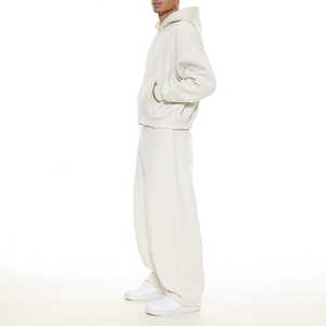 Ensemble de survêtement unisexe décontracté épais à coupe droite et ample avec sweat-shirt et pantalon de jogging vierge - Product Image 5