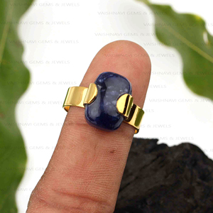 แหวนรองพื้นสีฟ้าธรรมชาติของผู้หญิง925เงินสเตอร์ลิงชุบทอง18K ฝาปิดสวยงามสำหรับงานแต่งงาน - Product Image 4