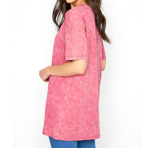 Venta caliente de alta calidad de gran tamaño lavado con ácido camiseta mujer Vintage camisetas Streetwear camisa de mujer - Product Image 3