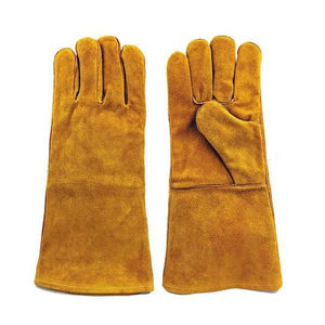 Best Safety High Quality Cowhide Leather Safety Welding <b>Gloves</b> <b>Long</b> Genuine Working Leather <b>Gloves</b> for Adults - Product Image 1