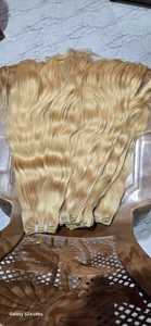 Meilleur prix #613 # Blonde Trame Cheveux Raides Bundles Lace Frontal Cheveux Humains Armure Bundles et Fermeture Ensemble Extension de Cheveux - Product Image 5