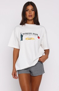 Camiseta Holgada Blanca de Verano para Mujer, Estampado Ecológico, Estilo Urbano - Product Image 2