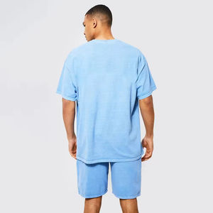 Conjunto de camisa y pantalones cortos informales para hombre de 100% algodón de manga corta con logotipo personalizado estilo French Terry - Product Image 2