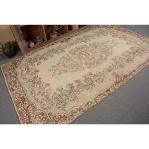 พรมขน9.5ft เทอร์กิชวินเทจสีน้ำตาลเบจ5.6 x ถักทอแบบเรียบสำหรับตกแต่งห้องนั่งเล่นห้องโถงใช้น้ำยาง - Product Image 5