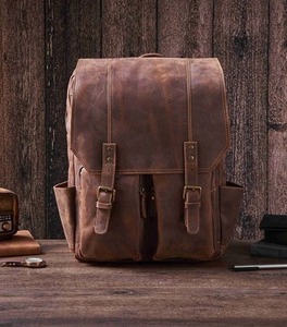 กระเป๋าเป้สะพายหลังสำหรับเดินทางทุกวันทำด้วยมือหนังแท้ลายเนื้อไม้ดีไซน์เฉพาะตัว - Product Image 1