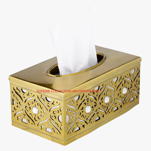 Elegance Gold Metal Rectangular caja de pañuelos servilletero venta al por mayor decorativo hogar Hotel organizador hecho a mano en venta - Product Image 5