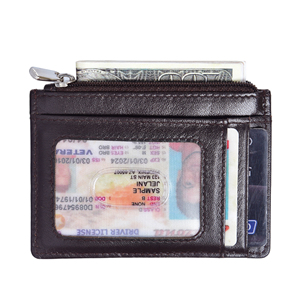 Cartera Delgada de Cuero con Cierre, Bloqueo RFID, Ventana para Identificación, Bolsillo para Monedas, Compacta, Minimalista, para Tarjetas de Crédito, Uso en Viajes - Product Image 2
