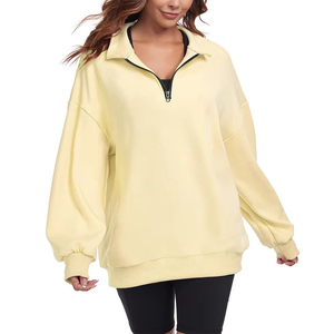 Sudadera informal de media cremallera para mujer de alta calidad, algodón polar transpirable para la temporada de invierno, Fitness, varios colores disponibles - Product Image 2
