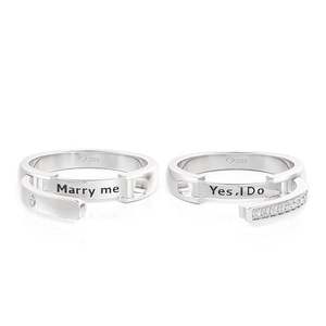 Jeulia Custom Engraved Couple Rings Set-Classic Eternal Unity <b>Locket</b> for Anniversary - Product Image 3