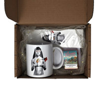 Coffret Cadeau 'Woman Love' – Tasse à Café Promotionnelle Originale avec Boîte Élégante – Art Moderne pour la Maison, Collage Sarcastique, Impression Numérique, Journée de la Terre