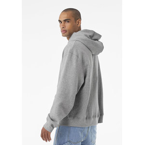 Sweat à capuche surdimensionné en tissu mélangé de sport polaire gris pour hommes, pas de poches kangourou, sweats à capuche simples personnalisés en gros - Product Image 3